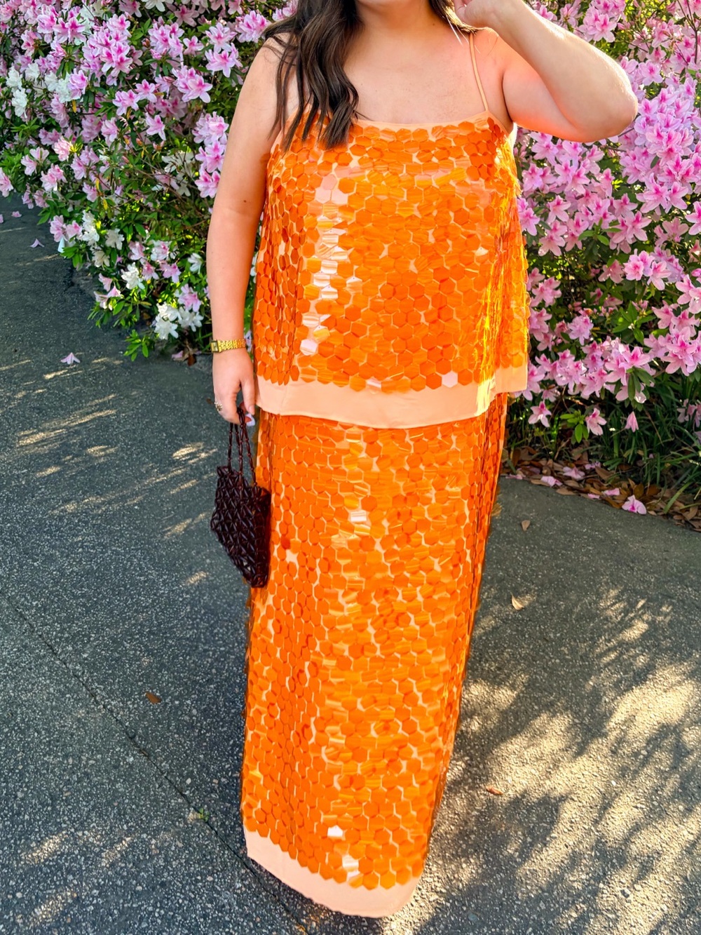 Eloquii Orange Sequin Maxi Dress